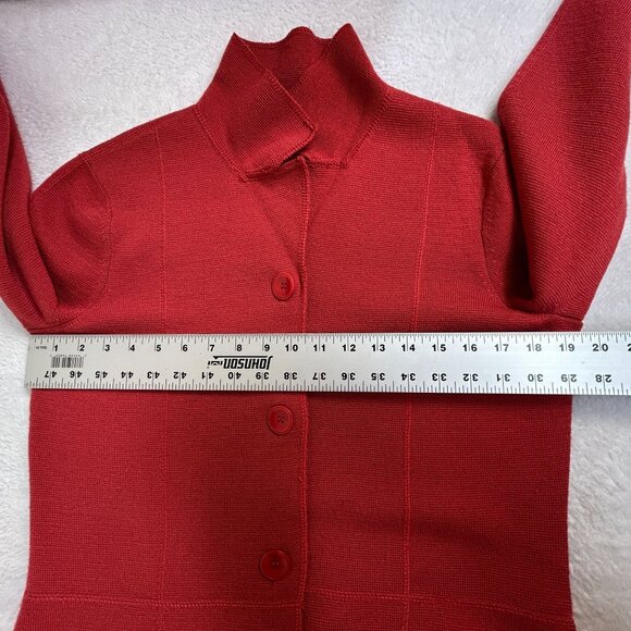 Talbots Womens Petites Small Red Button-Up Knit Blazer Jacket 100% Merino Wool - Picture 6 of 7